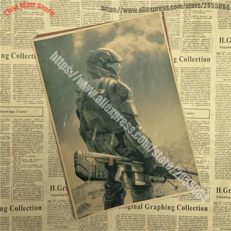 HALO 4 5 Guardians Master Chief Art винтажный основной плакат из крафт-бумаги с принтом Vedio игры картинки для гостиной настенный Декор
