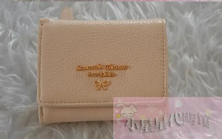 bow purse ladies coin bag, zipper short paragraph small wallet