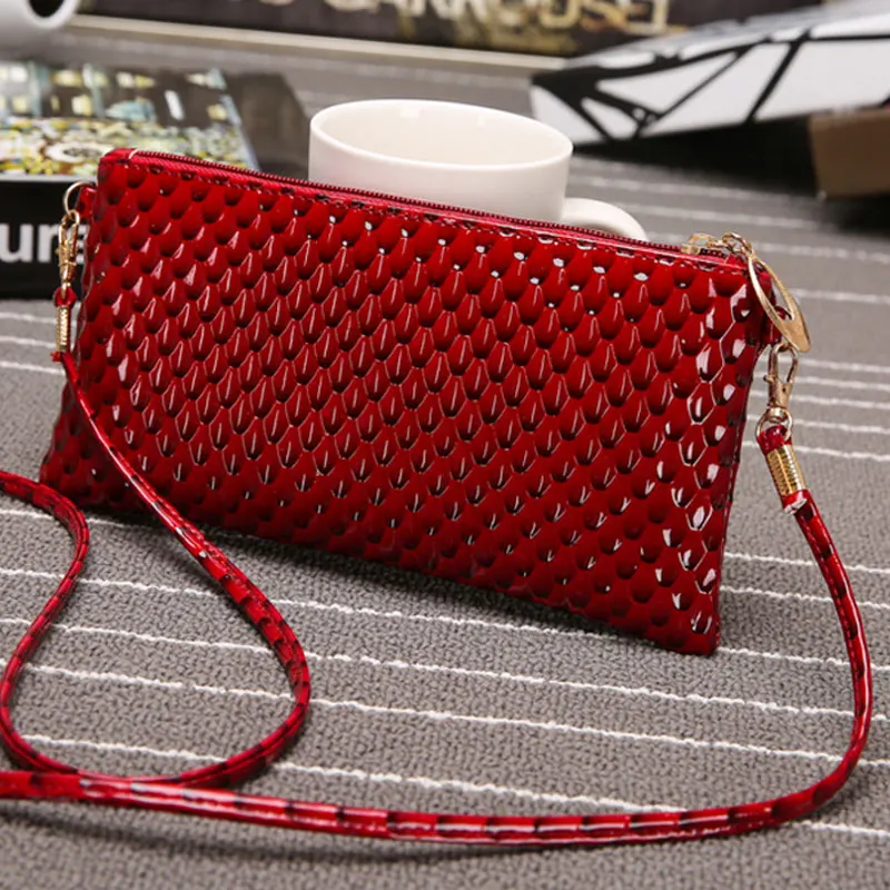 Модная женская мини сумка из искусственной кожи с узором для ногтей однотонная