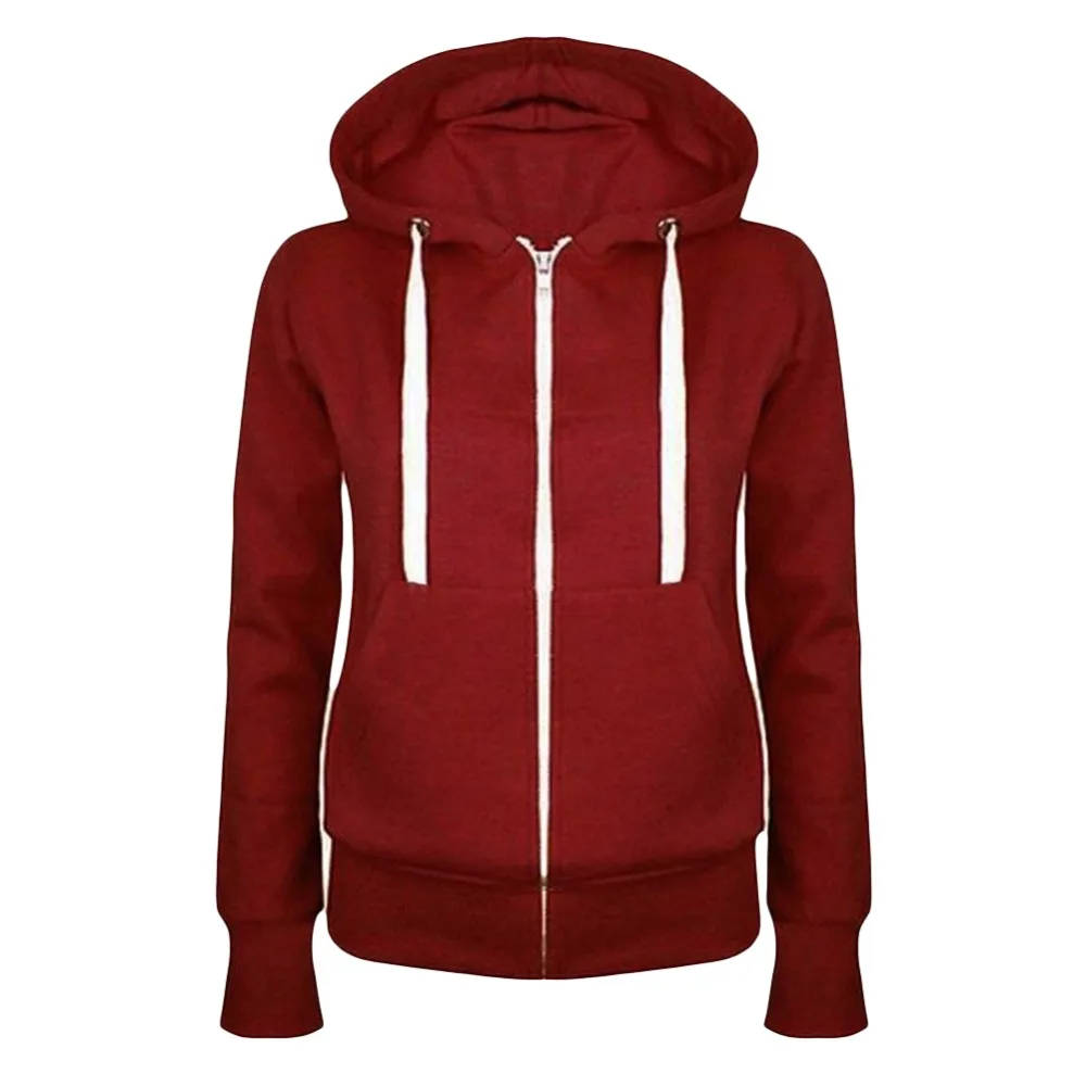 Толстовка с капюшоном женская повседневная однотонная на молнии|women hoodies