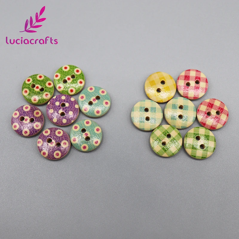 Lucia crafts 48 шт./лот 15 мм случайный смешанный плед в горошек Раскрашенные Деревянные Пуговицы Швейные принадлежности для скрапбукинга «сделай сам» E0231