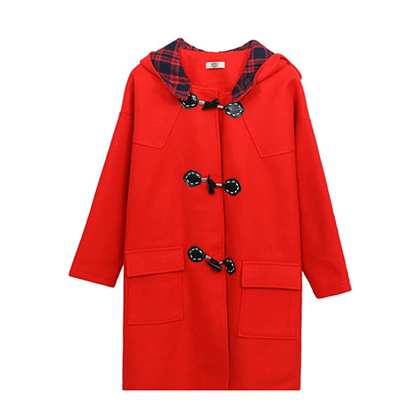 Женское шерстяное пальто повседневная однотонная куртка большого размера с