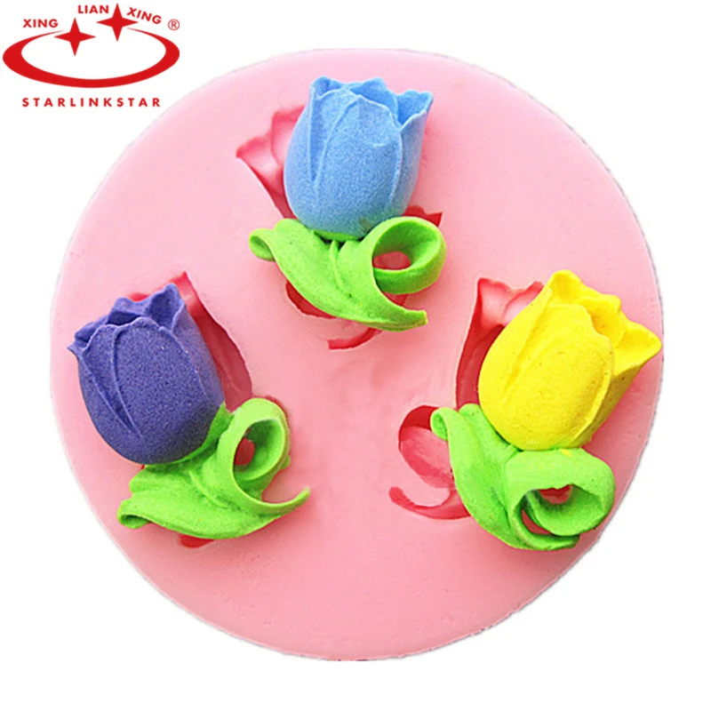 Новинка 3D тюльпаны в форме розы силиконовая форма для помадки торта инструменты