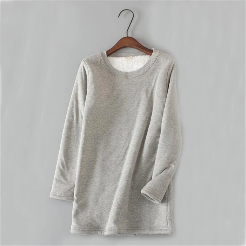 Sanishroly Women Midi Long T-Shirts Tee Autumn Winter Warm Thick Velvet T Shirt Ladies Sleeve Shirts Tops Plus Size SE223 | Женская