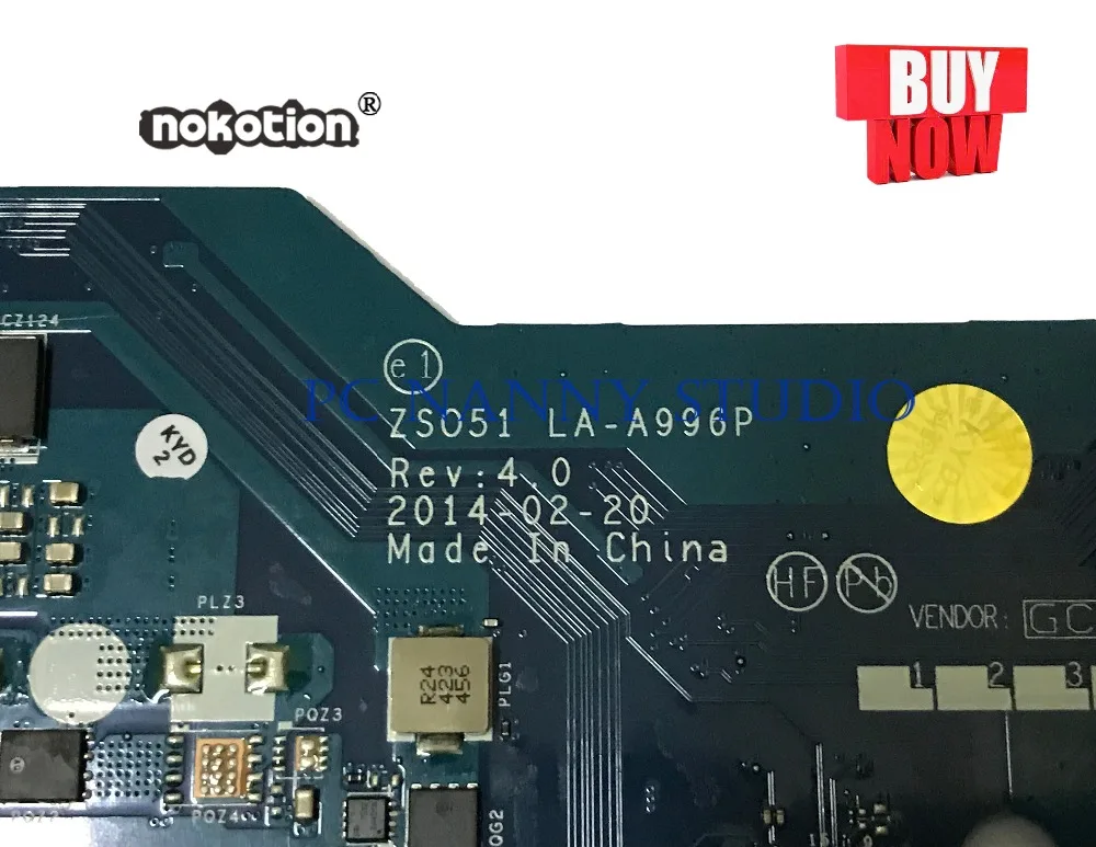 PCNANNY 765107-001 765107-501 для HP 15-G Материнская плата ноутбука ZS051 LA-A996P протестирована |