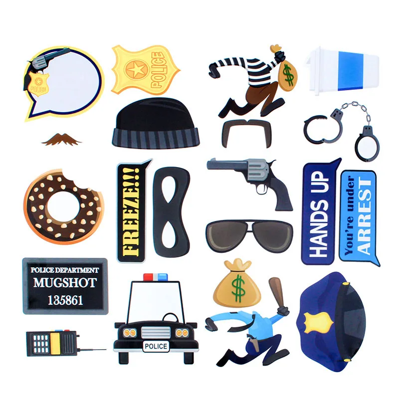 cops and robbers Construction party 20pcs Photobooth Graduation Birthday Decoration Construction Theme Party Favor Supplies Decor Flamingo - Цвет: cops and robbers