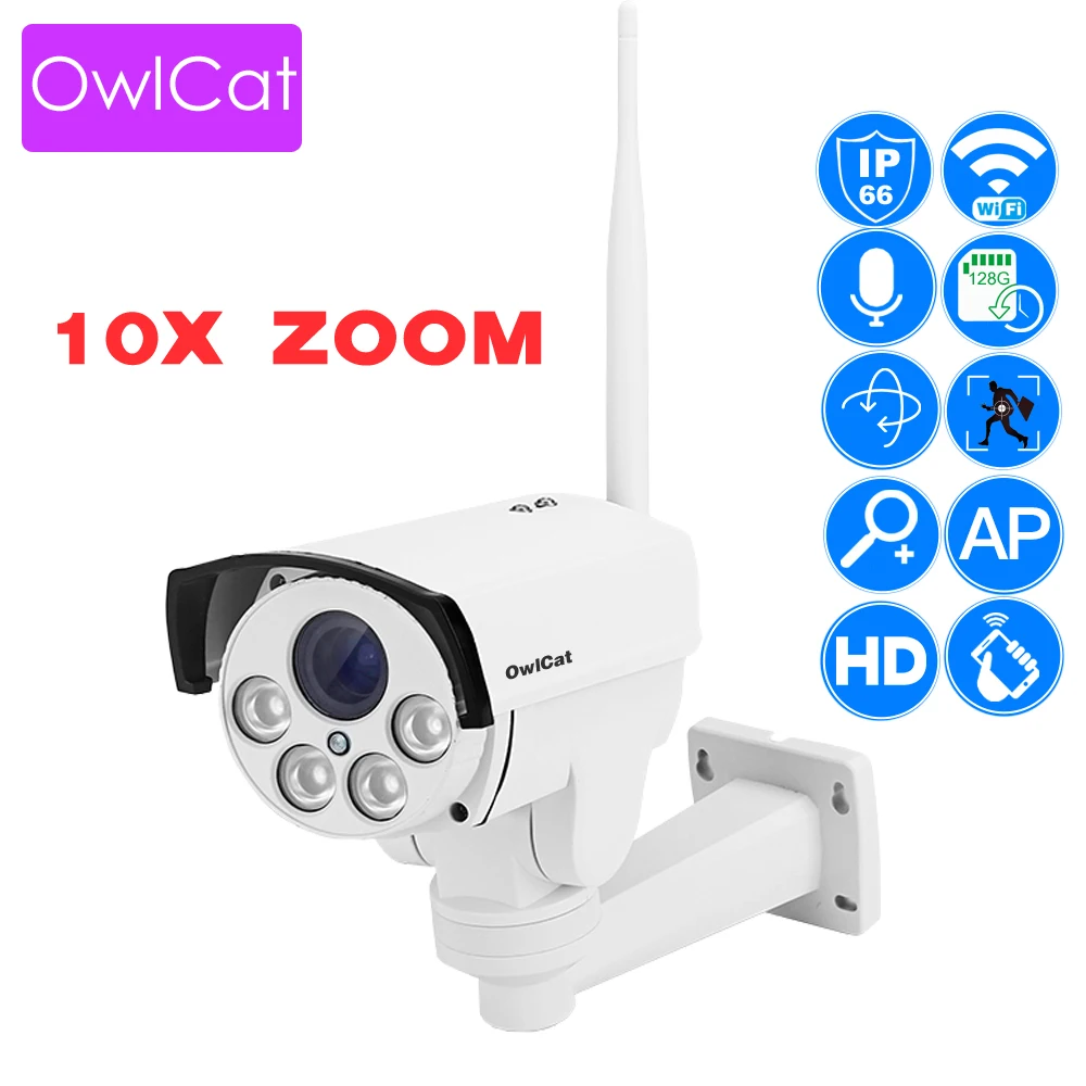 OwlCat Wifi уличная ip-камера PTZ Bullet наружная 5X 10X оптическая зум 2MP 5MP Беспроводная IR Ночная Onvif sd-карта аудио CCTV Камера