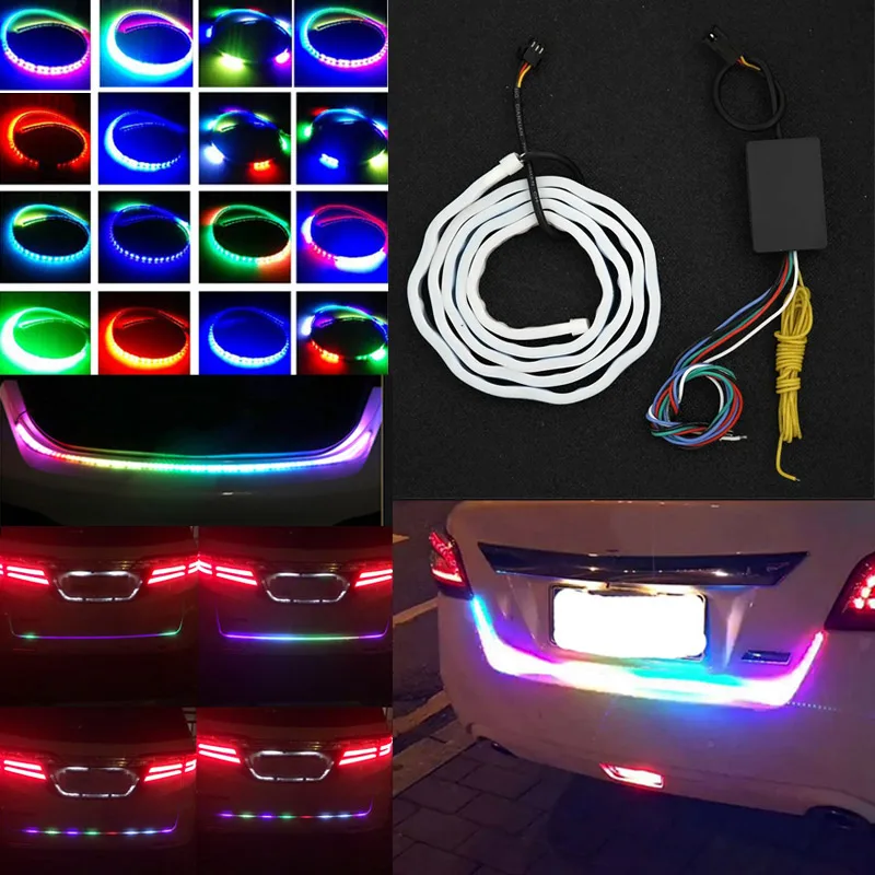 

Auto Car Tailgate Turning Signal Light Bar RGB LED Strip Trunk Light Strips Multicolor Braking Lamp CSL2017