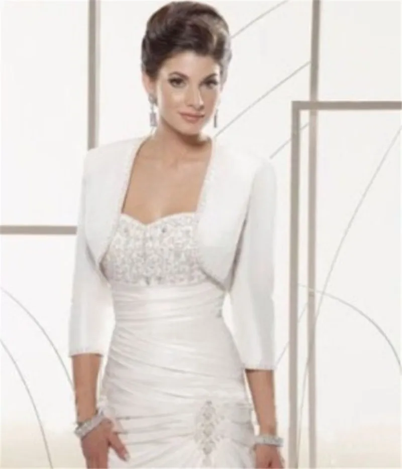 

Winter Autumn Boleros Jackets Wedding Satin White Shawl for Long Sleeves Bridal Boleros Cape Wedding Wraps Custom