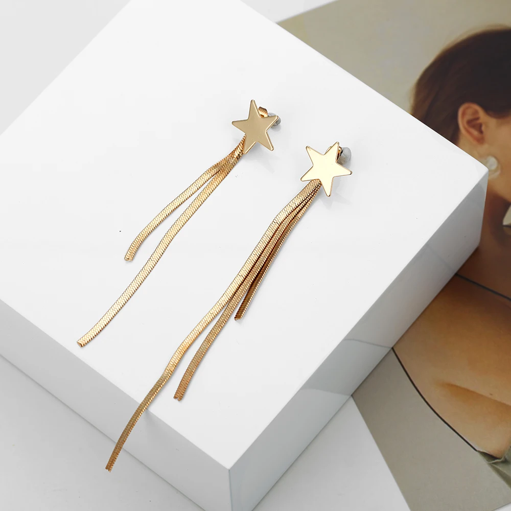 TMXK angel, женские серьги со звездами и металлическими кисточками, модные массивные серьги для вечеринок, повседневной жизни