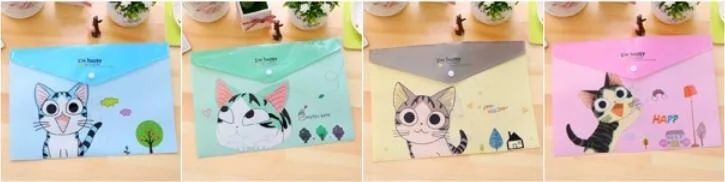 24 шт./лот 335*230 мм Kawaii Happy Cat A4 файл сумка ПВХ Водонепроницаемый Filebag мешок документа DIY канцелярские сумка Офис Школьные принадлежности