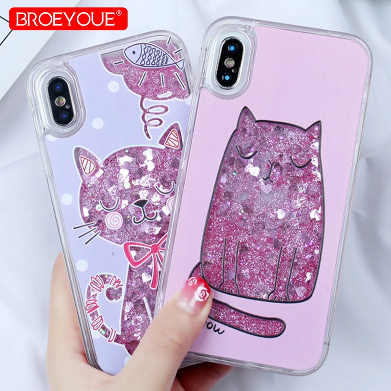 Чехол для iPhone 8 7 Plus силиконовый мягкий блеск TPU розовый чехол с сердцем X XR XS Max SE 5 5S