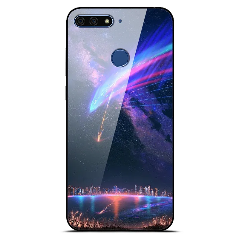 as photo 2 Чехол из закаленного стекла для huawei Honor 7C 5,7 чехол Honor 7 C AUM-L41 Россия Твердый чехол для huawei Honor 7C чехол C7 TPU Рамка - Цвет: as photo 2