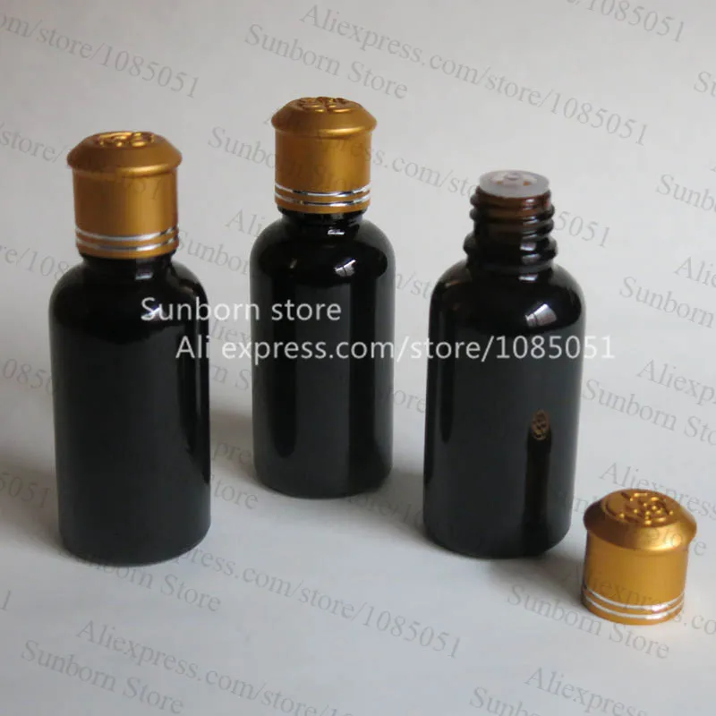 

10X 30cc black essential oil bottle, 30ml black glass bottle with dropper insert and screw cap, cosmetic bottle