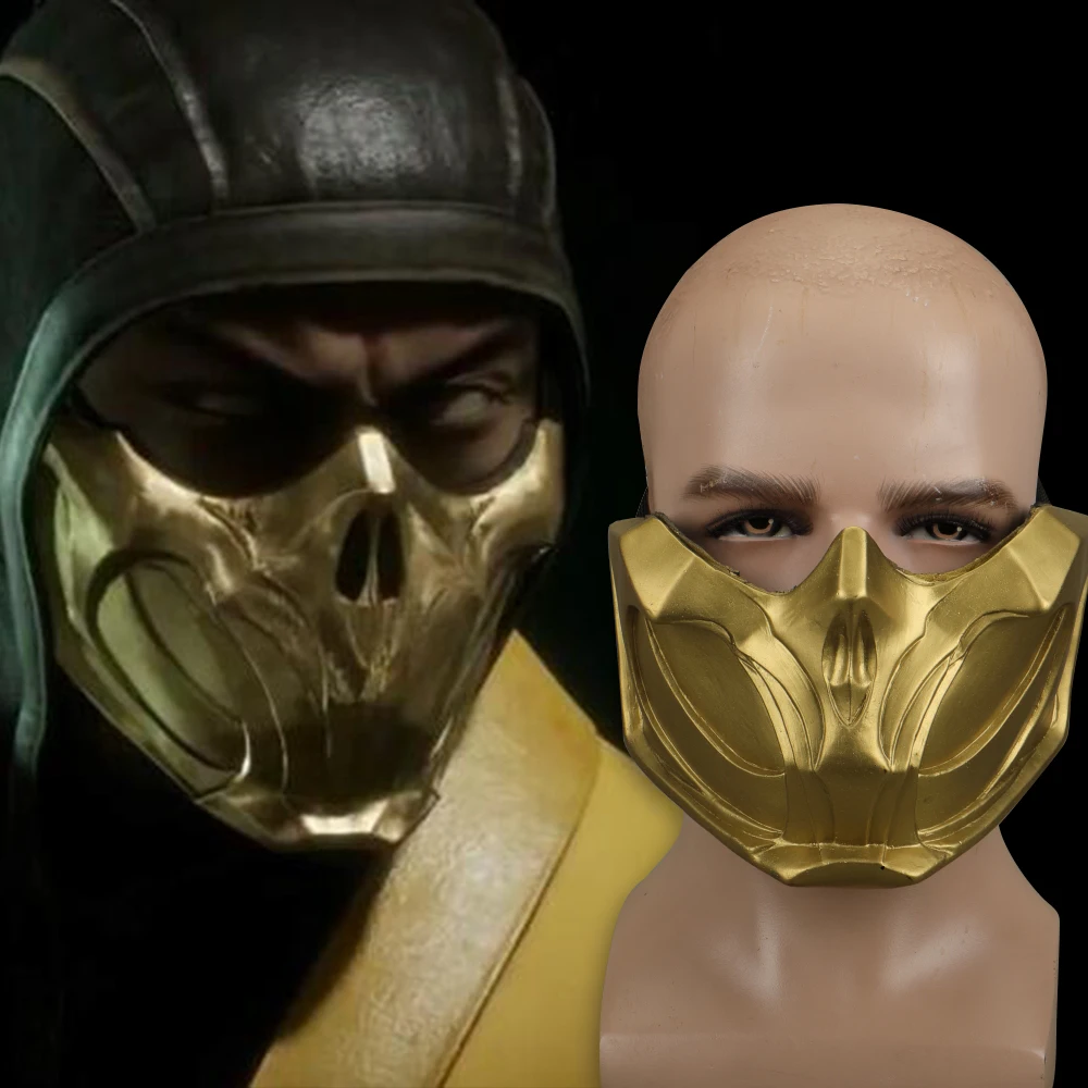 Новые Маски Mortal Kombat X Scorpion Hanzo Hasashi Sandal, деревянные маски на половину лица, ПВХ маски для взрослых мужчин, маскарадные костюмы, маска на Хэллоуин