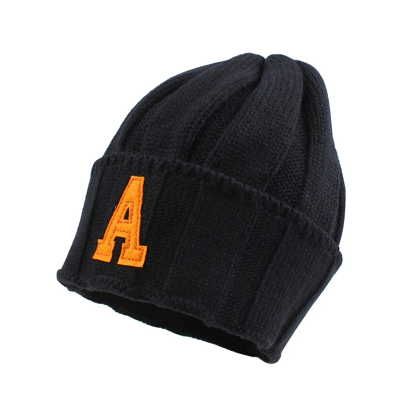 Fashion Knitted Baby Beanie Letter A Hip-Hop Hat For Girls Warm Spring Kids Boys Solid Color Casual Outdoor 2-4Y | Детская одежда и