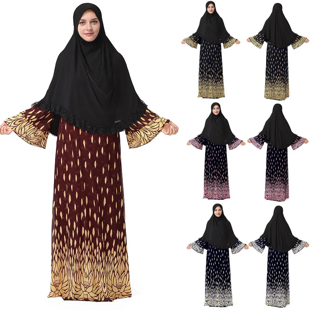 Модное мусульманское платье для женщин в этническом стиле средней длины