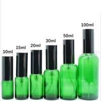 10 15 20ml 1 ctn portable gold and silver black spray head green glass dropper essential oil bottles cosmetics container travel