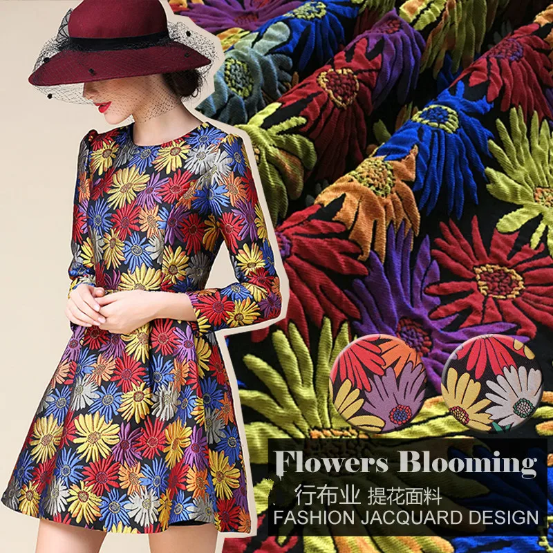 

New Fashion Jacquard Cotton Fabric High-end Color Sun Jacquard Fabric Dress Damask Fabric Dress