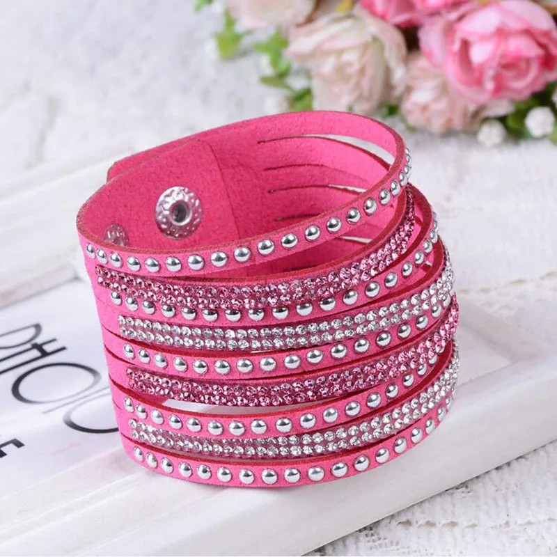 New fashion leather bracelet cufflinks crystal women's LSL084 | Украшения и аксессуары