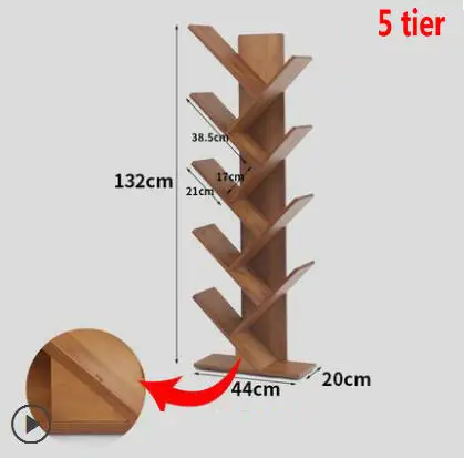 5 tier 44X20X133CM HQ BK01, современный офисный, домашний, рыхлый цвет, книжная полка, книжный шкаф, книги, CD дисплей, стеллаж для хранения, полка для детей, студентов, деревянная полка - Цвет: 5 tier 44X20X133CM