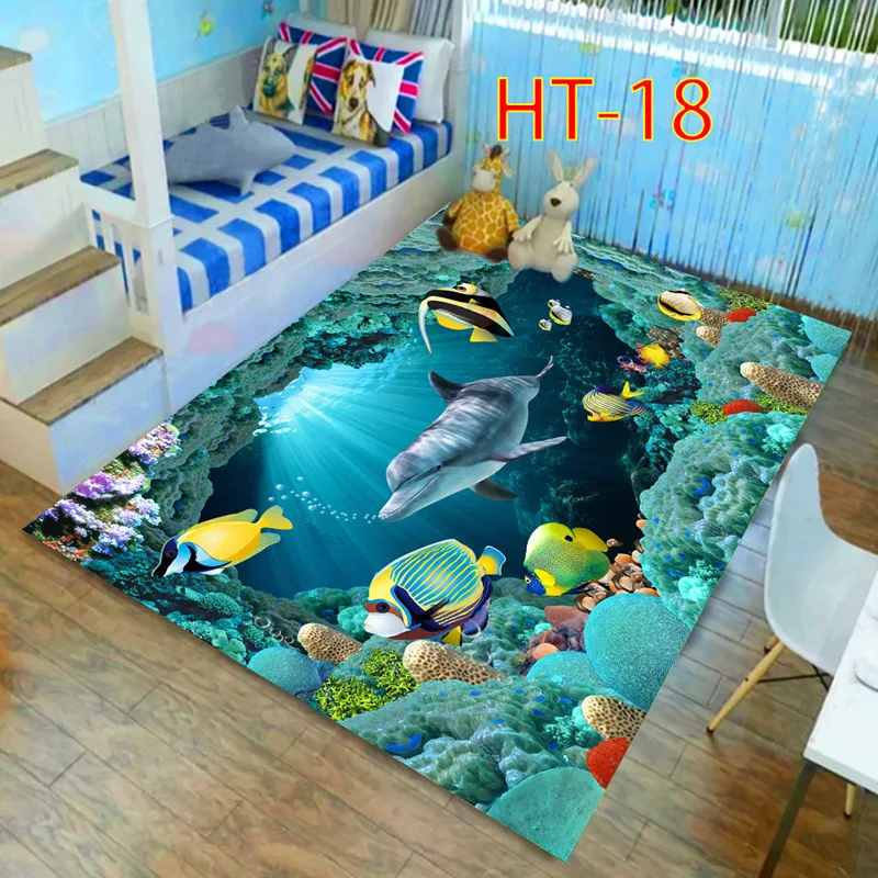 Blue Sea ocean Mediterranean Style 3D Carpets for Living Room Bedroom Area Rugs Coffee Table Sofa Bed Floor Mat Hallway Carpet - Цвет: HT18