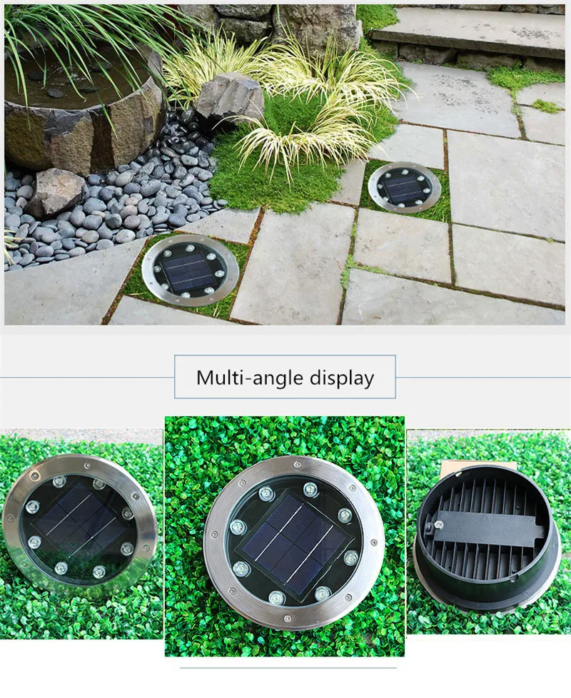 구매 LED 태양 빛 홈 정원 지상 램프 태양 전원 매장 된 빛 야외 경로 방법 정원 갑판 마당 잔디 조명 RGB 4W 8W