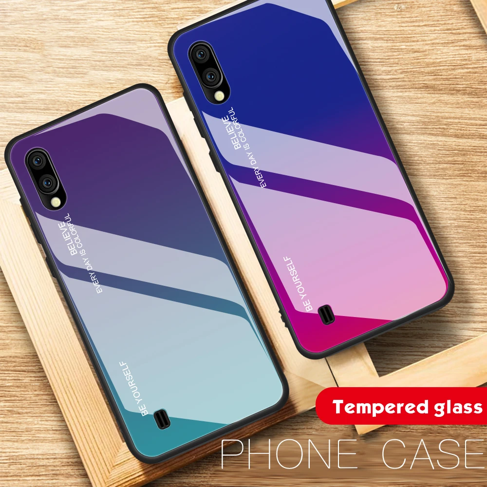 Градиентный Модный чехол из закаленного стекла для телефона Samsung A50 A30 A10 A20 A40 A60 A70