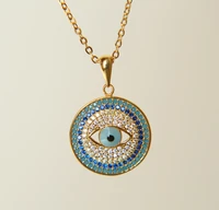 2018 high quality 3 color 100 925 sterling silver dainty thin chain delicate evil eye blue cz silver necklace for lady