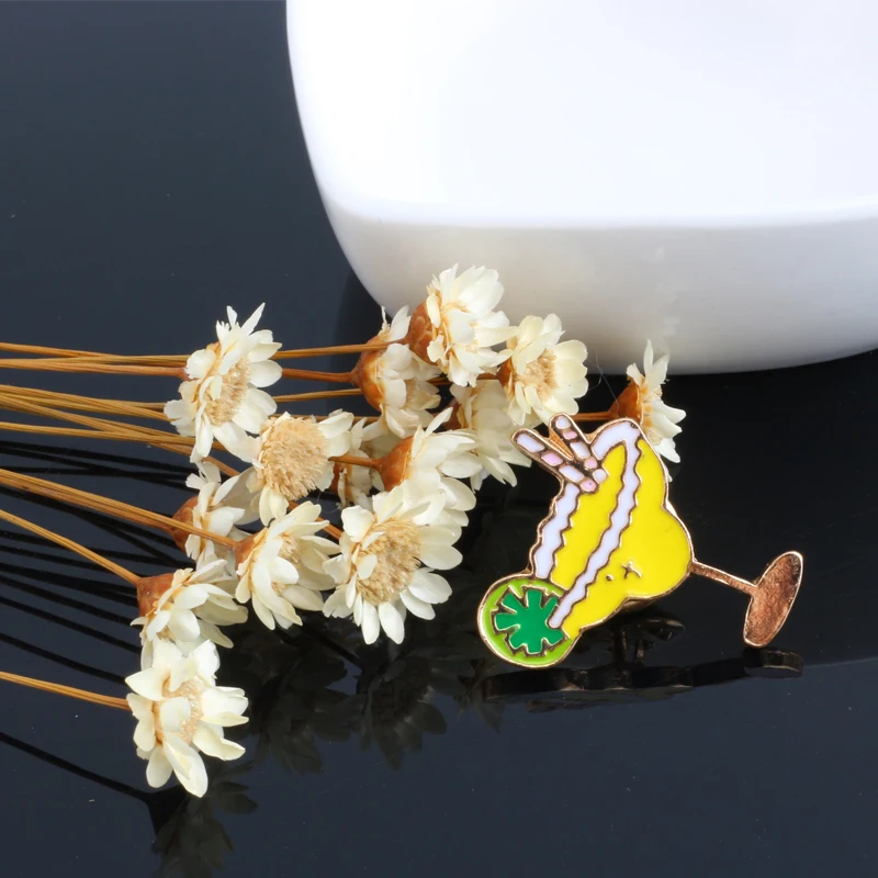 Милые Мультяшные напитки Броши сок кофе металлическая Глянцевая прищепки Кнопка