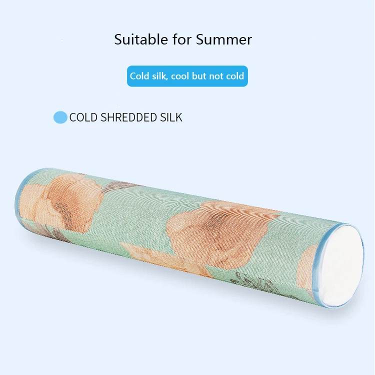 Cold shredded silk Медленное дерево, натуральный латекс, цилиндрическая подушка для шеи, шейного отдела позвоночника, продолговатые конфеты, Подушка для сна, подушка для путешествий, подушка для шеи - Цвет: Cold shredded silk
