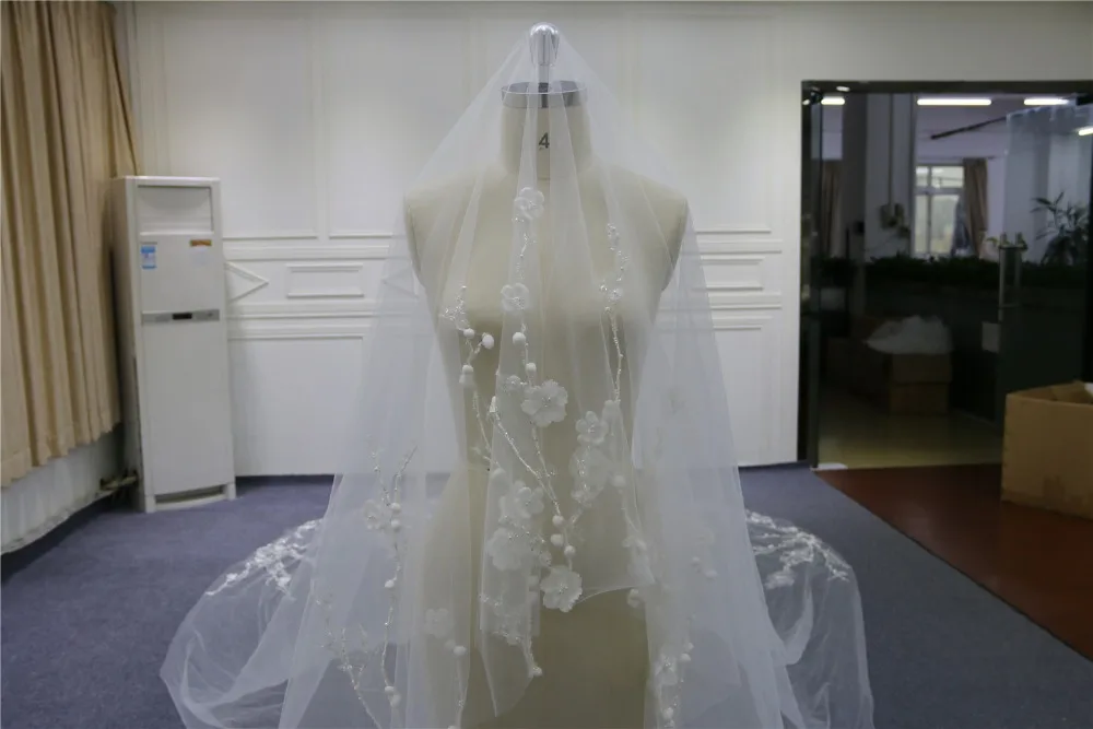 Свадебные аксессуары вуаль из тюля с кружевной кромкой и гребнем veu de noiva