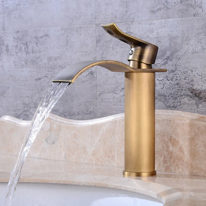 Free shipping Biggers luxury antique bronze finish water fall basin faucet brass bathroom cold hot mixer taps | Строительство и