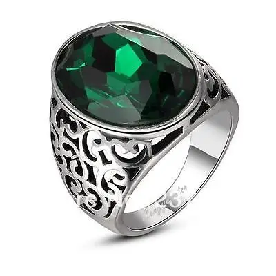 Оптовая цена доставка ^ Винтажное кольцо из 18K белого золота GP с изумрудом и