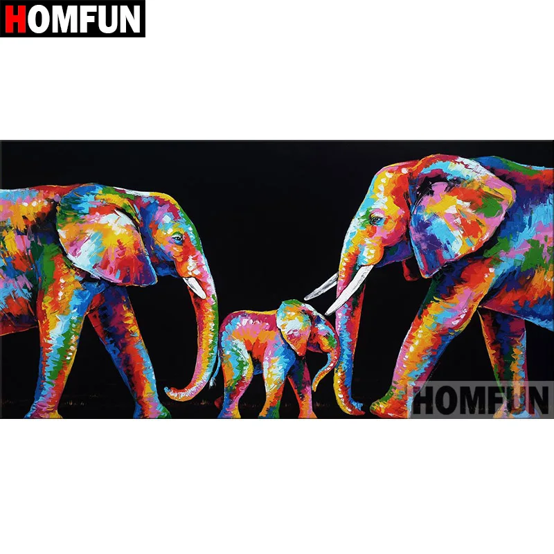 Алмазная живопись HOMFUN A08158 картина слон с квадратными/круглыми стразами 3D вышивка