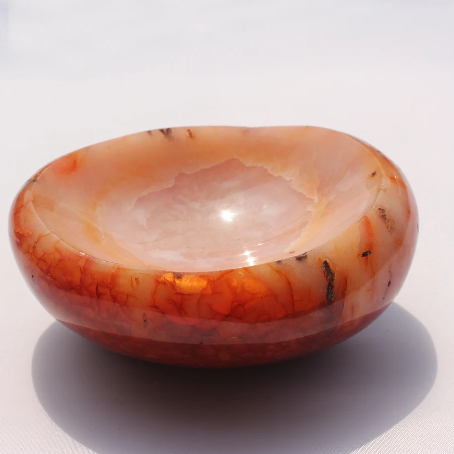 NEW LISTING 730g Natural Red Agate Crystal Ashtray Polished Madagascar Stone Samples Free shipping M1407 | Дом и сад