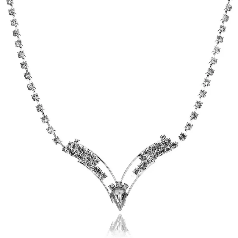 Комплект из колье и серёг с кристаллами|jewelry fabric|plating silverjewelry drop |