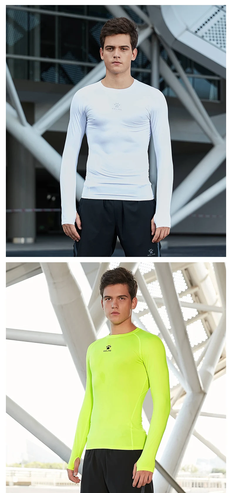 KELME, мужские компрессионные колготки с длинным рукавом для бега, для тренировок, фитнеса, тренировочный топ, эластичный, для тренажерного зала, 3881110