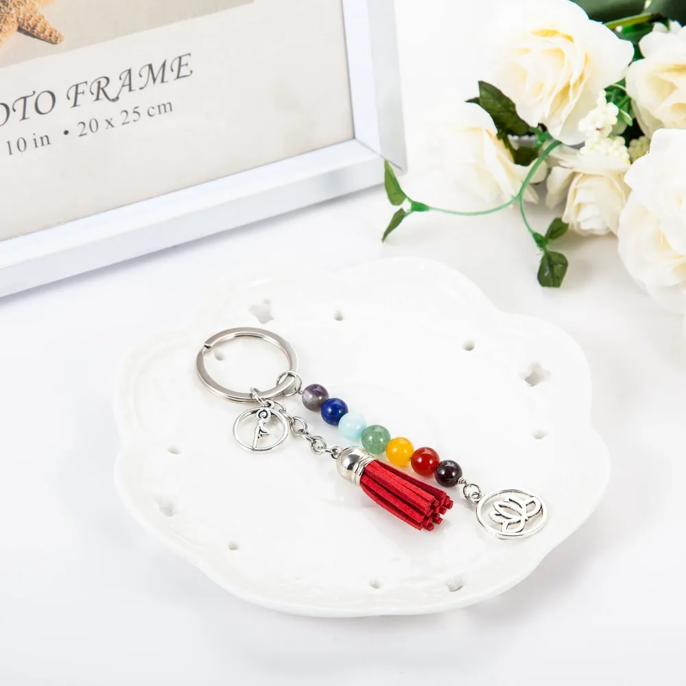 2016 new arrival fashion silver plated tassel Doll lotus Colored beads keychain for woman&ampman charm Christmas present | Украшения и