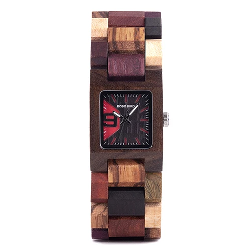 Mix-wood BOBO BIRD montre femme деревянные женские часы Топ Мода Квадратный Циферблат коллекция для женщин S02 - Цвет: Mix-wood