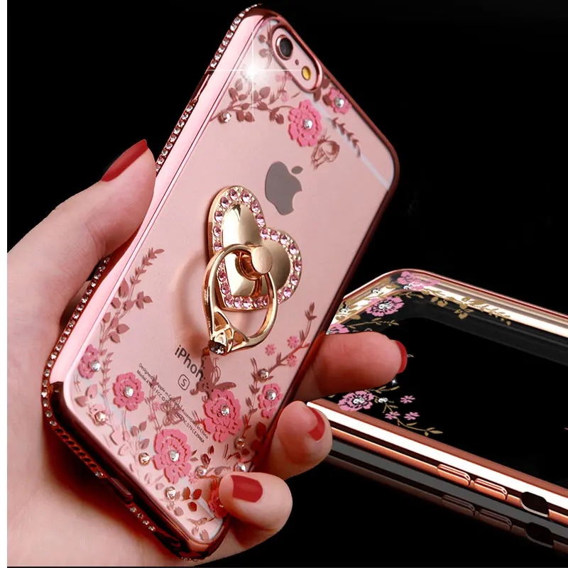 Новый Модный чехол из ТПУ для iphone 7/7 Plus прозрачный силиконовый со стразами кольцо