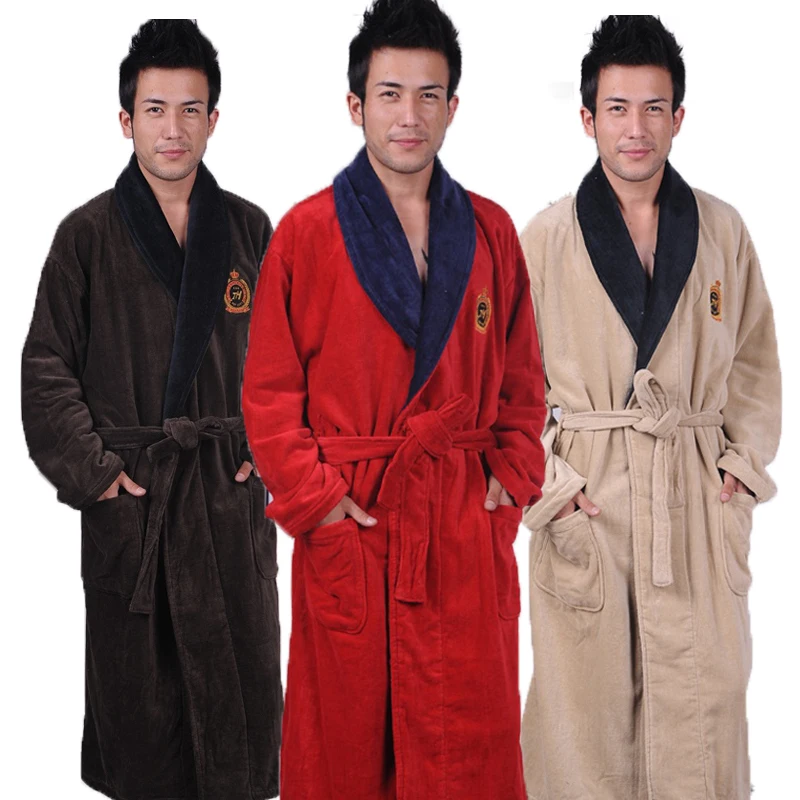 Winter Cotton Bthrobe Men Winter Long Plus size XXXL Men's Robe Terry Nightgown Thick Towel Men Sleepwear soft long bathrobe