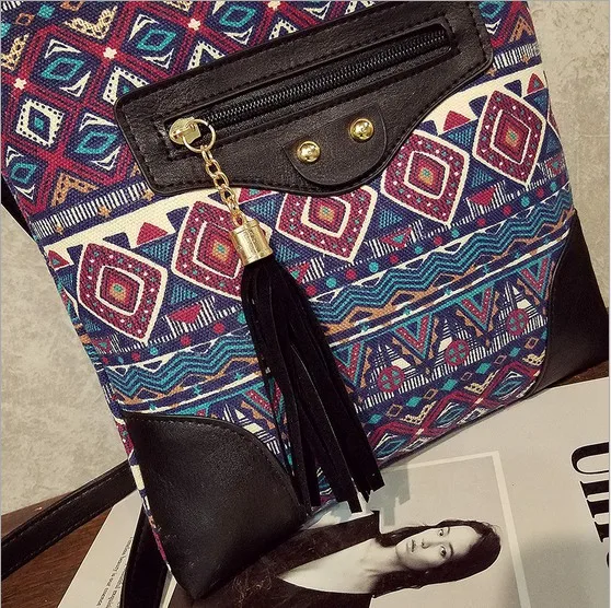 IMIDO Национальная вышивка сумка через плечо новый тренд дизайн с кисточками для