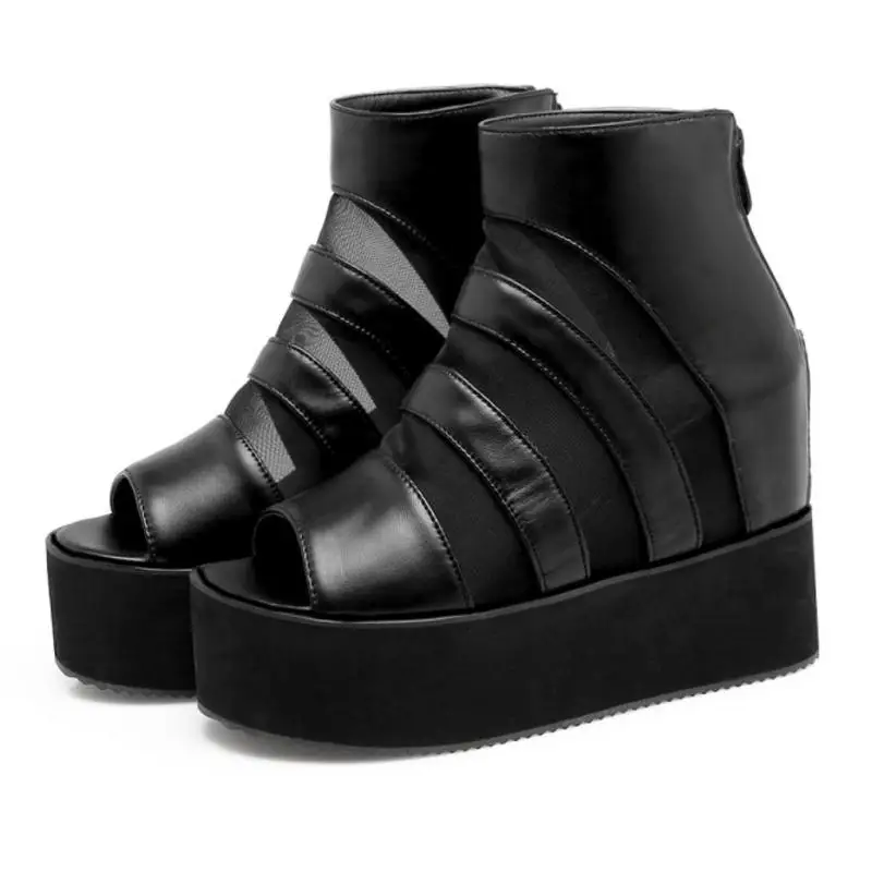 

Tuyoki Size 32-43 High Wedges Sandals Women Platform Height Increasing Heels Shoes Women Peep Toe Summer Footwears