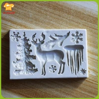 christmas diy elk silicone moulds christmas tree icicle sugar molds candy mold snowflake chocolate silicone mould