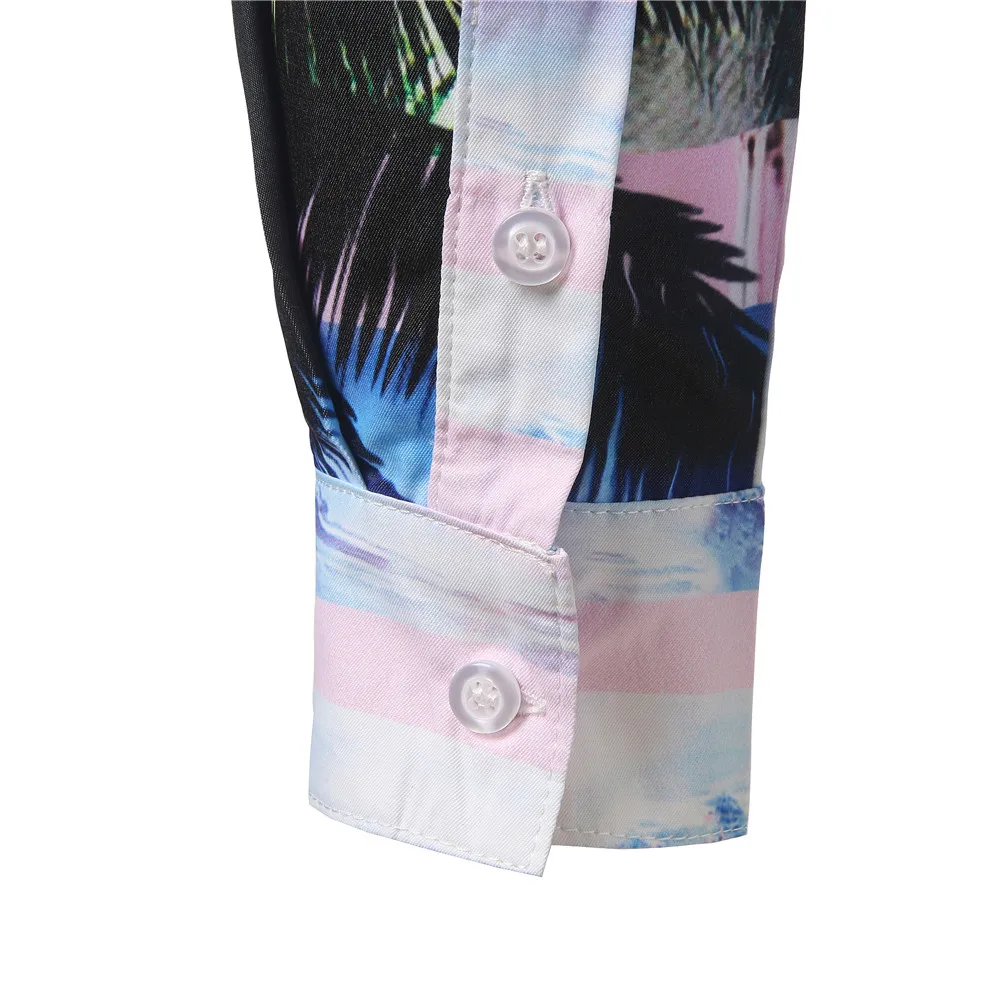 LONMMY Digital Print Palm Tree shirts men dress Casual Shirt slim fit Hawaii blouses blusas camisa social masculina New | Мужская одежда