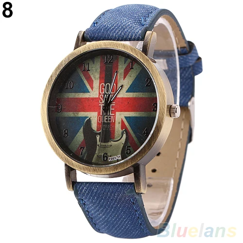 

Hot Sale Popular UK Style Designed Vintage Bronze Denim Fabric Band Quartz Watches Women Wristwatch Women Clock Relogio Feminino