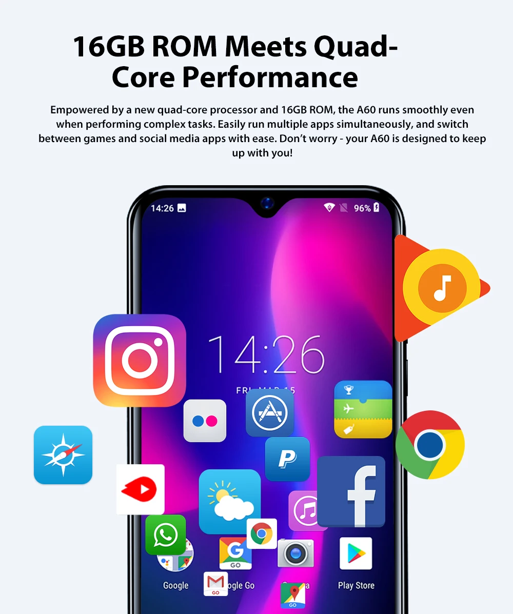 Blackview A60 6 1 дюймов в виде капли воды Экран мобильный телефон Android 8 13MP 16 GB сотовые