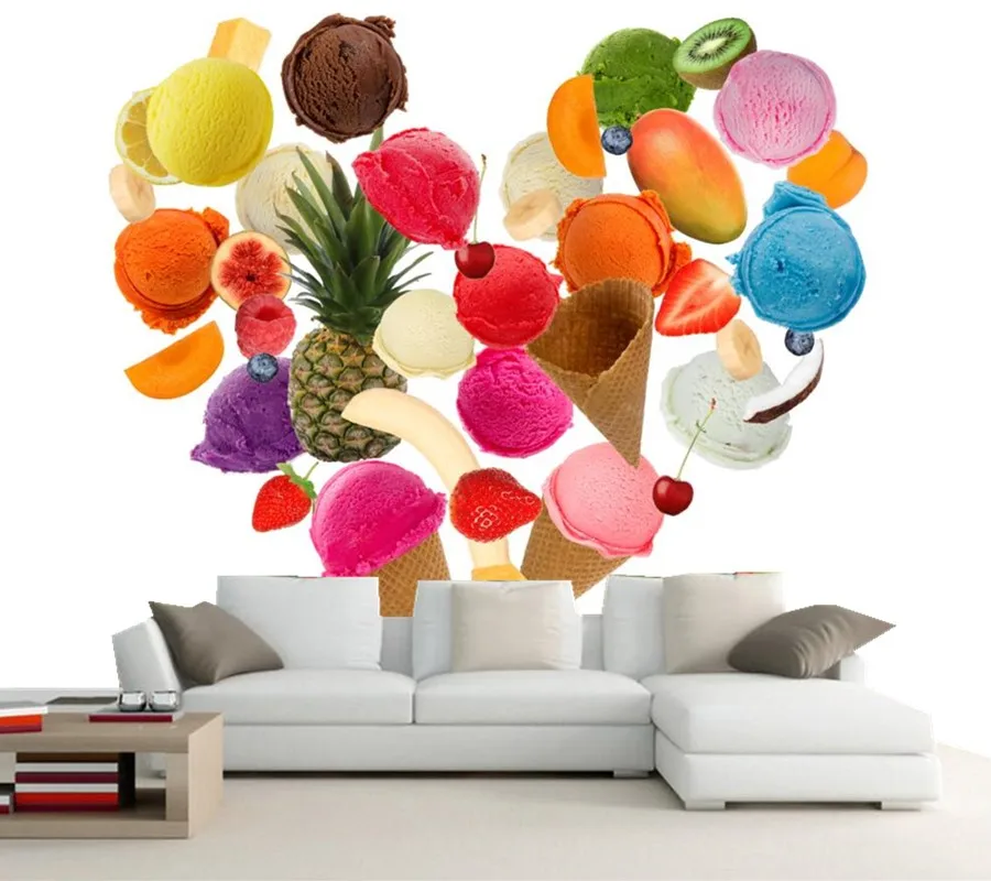 Обои для кухни на заказ с изображением мороженого сердца еды ресторана столовой