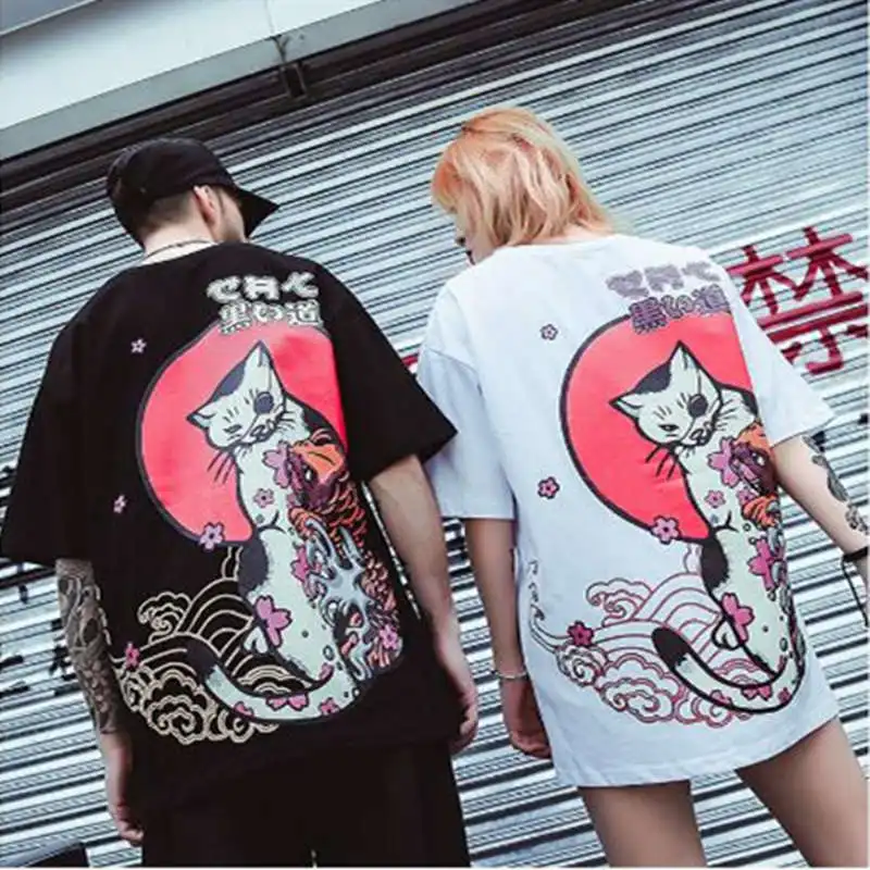 2019 хип хоп Футболка женская ukiyo e E shirt Harajuku уличная с коротким рукавом летняя